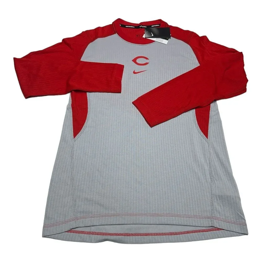 Nike Cincinnati Reds Shirt Men's L Gray MLB Baseball L/S Warm-Up NKA3-188N‎